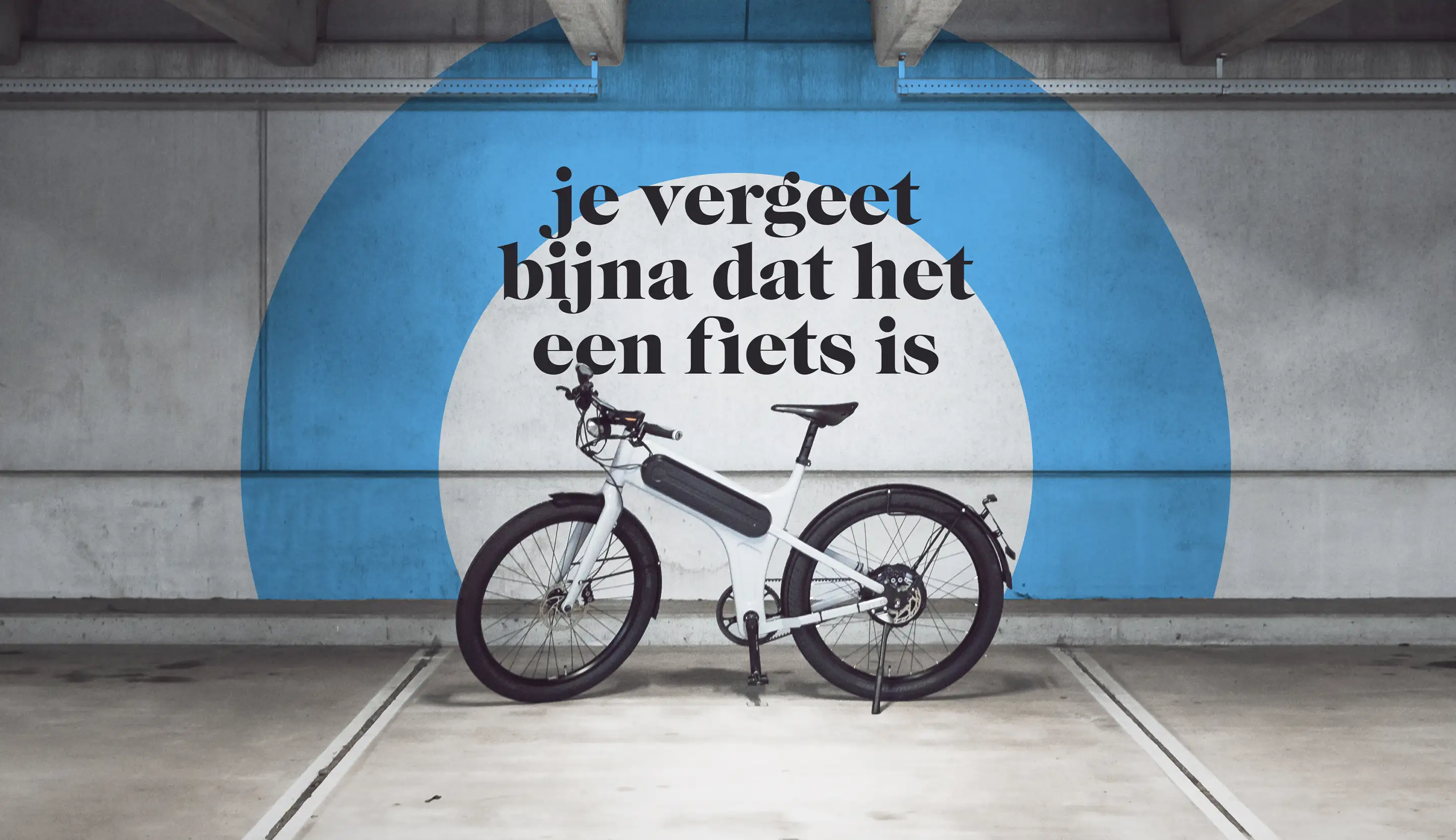 The key visual at the top of the page: the Byqr in front of the brand's blue circle, with the campaign line.