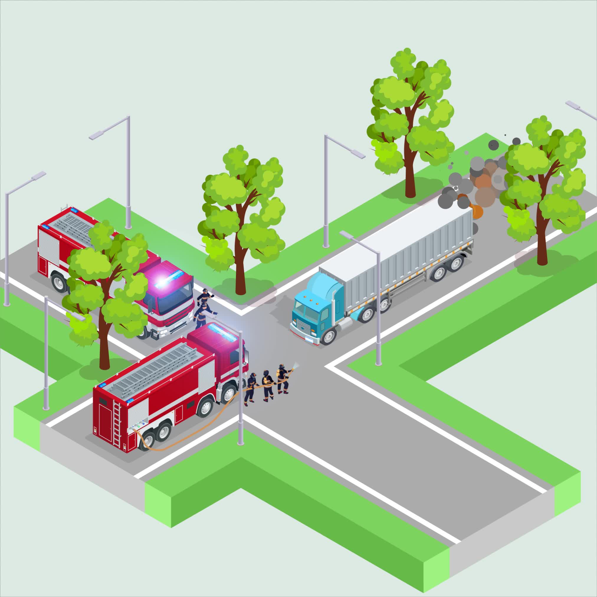 Firefighters responding to a smoking trailer, the consequence of missing a dangerous goods check.