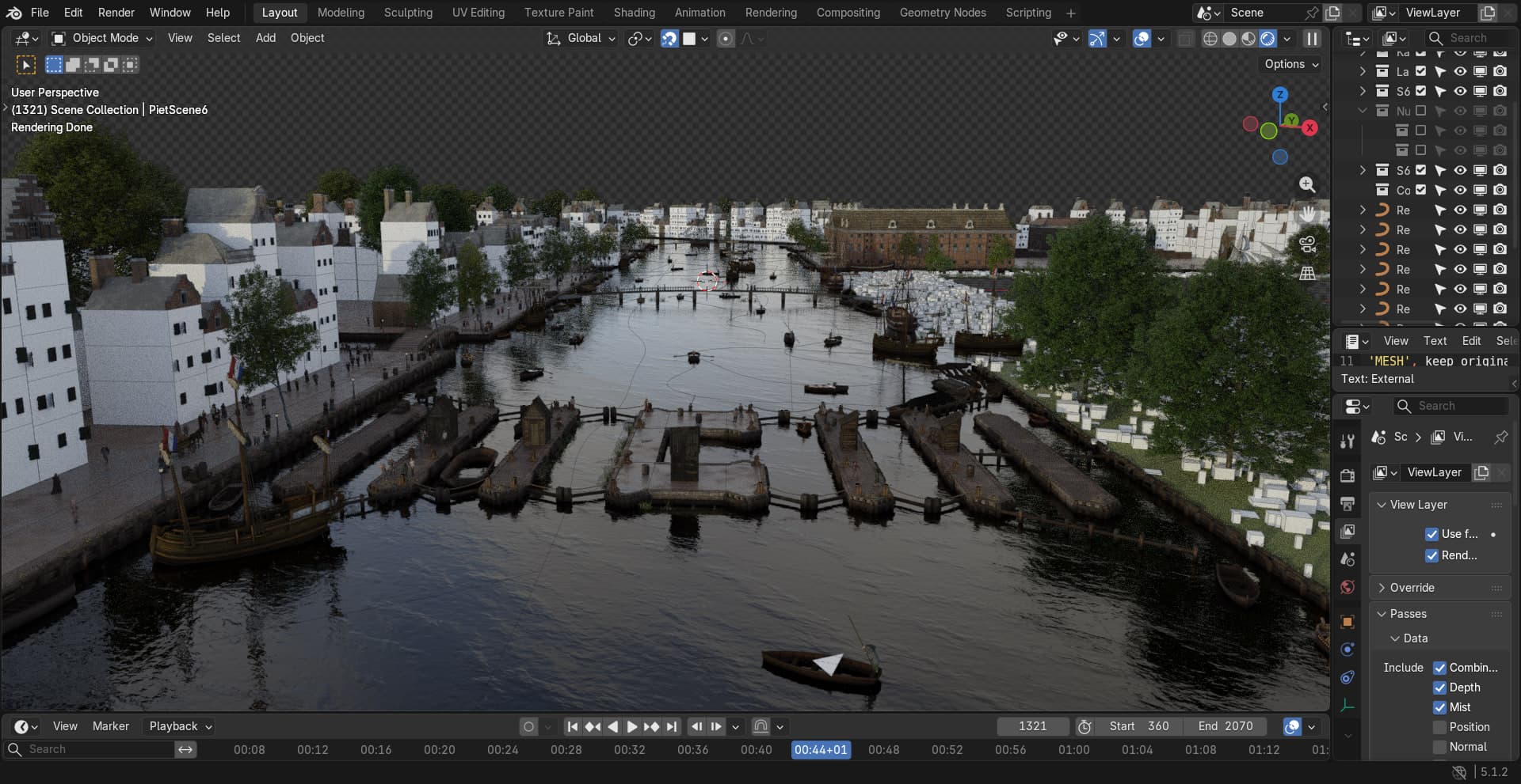 Moored barges filling the canal basin.