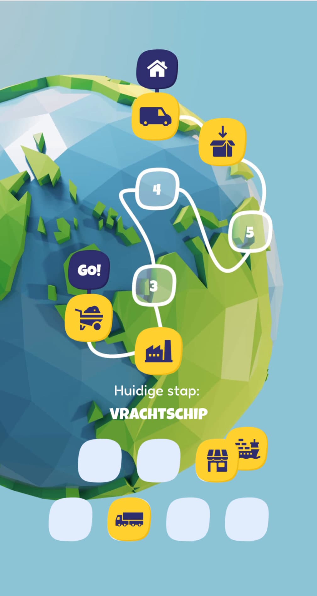 The Strateeg game: drag the steps of the supply chain into the right order, from factory to front door.